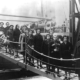Jewish refugees leaving ship in England