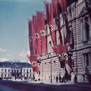 Flags on German government building in Berlin