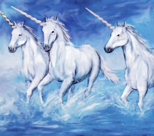 Three unicorns running