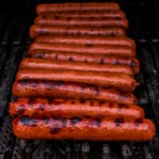 Hotdogs on a grill