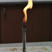 flame rising from Bunsen burner