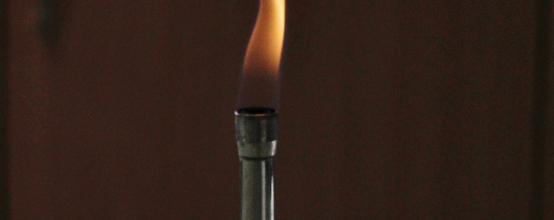 flame rising from Bunsen burner