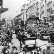 Nazi soldiers enter Vienna in 1938 in Anschluss of Austria